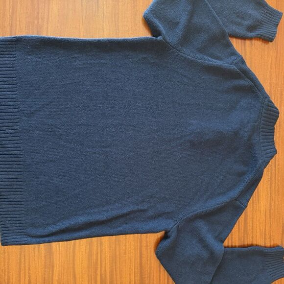 Old Navy Sweater Mens XL Blue Ribbed Knit Button Mock Neck Pullover Fisherman - Picture 6 of 8